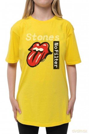 Rolling Stones - The: The Rolling Stones Kids T-Shirt: No Filter Text (Yellow) (Soft Hand Inks) (13-14 Years)