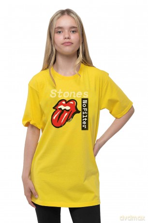 Rolling Stones - The: The Rolling Stones Kids T-Shirt: No Filter Text (Yellow) (Soft Hand Inks) (9-10 Years)