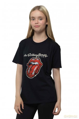Rolling Stones - The: The Rolling Stones Kids T-Shirt: Plastered Tongue (Black) (11-12 Years)