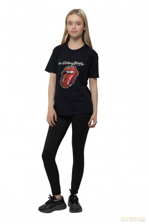 Rolling Stones - The: The Rolling Stones Kids T-Shirt: Plastered Tongue (Black) (3-4 Years)