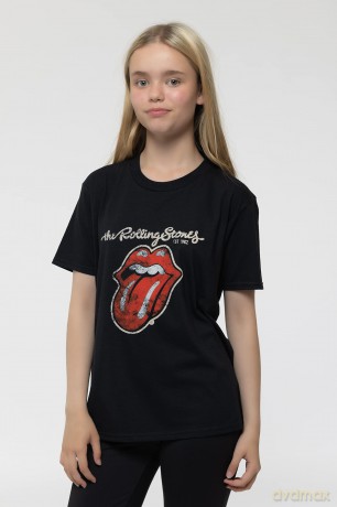 Rolling Stones - The: The Rolling Stones Kids T-Shirt: Plastered Tongue (Black) (3-4 Years)