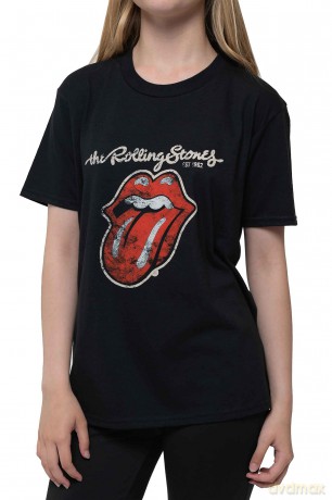 Rolling Stones - The: The Rolling Stones Kids T-Shirt: Plastered Tongue (Black) (5-6 Years)