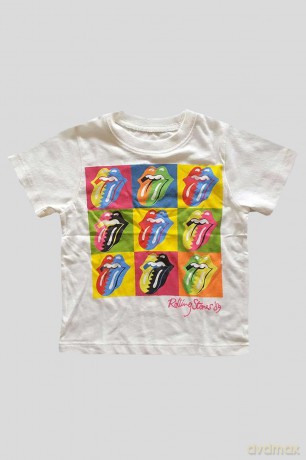 Rolling Stones - The: The Rolling Stones Kids Toddler T-Shirt: Two-Tone Tongues (White) (4 Years)