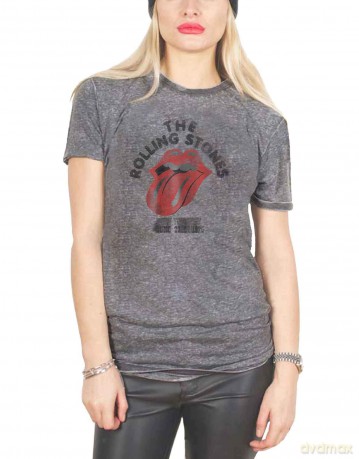 Rolling Stones - The: The Rolling Stones Ladies Burnout T-Shirt: New York City 75 (Charcoal Grey) (XX-Large)
