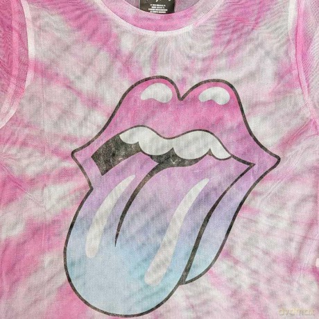 Rolling Stones - The: The Rolling Stones Ladies Crop Top: Pink Gradient Tongue (White) (Mesh) (XX-Small)