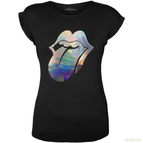 Rolling Stones: The Ladies Fashion Tee: Foil Tongue with Foiled Application (Medium)