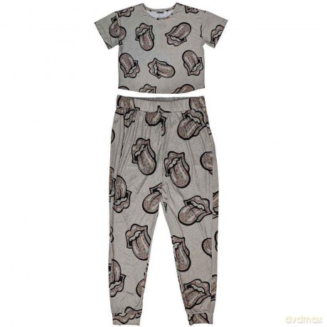 Rolling Stones - The: The Rolling Stones Ladies Pyjamas: Heart Tongue (Grey) (Large)