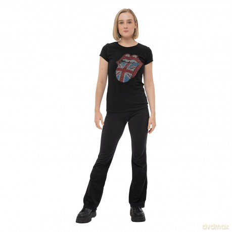 Rolling Stones - The: The Rolling Stones Ladies T-Shirt: Classic UK (Black) (Embellished) (Medium)