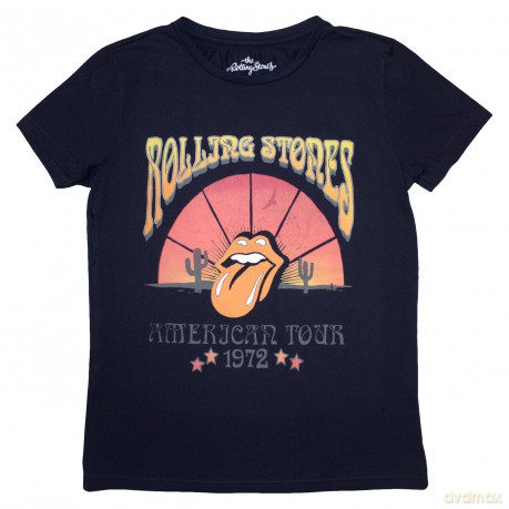 Rolling Stones - The: The Rolling Stones Ladies T-Shirt: Desert '72 (Navy Blue) (X-Large)
