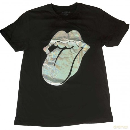 Rolling Stones - The: The Rolling Stones Ladies T-Shirt: Foil Tongue (Black) (Embellished) (XXXX-Large)