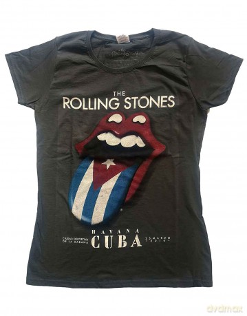 Rolling Stones - The: The Rolling Stones Ladies T-Shirt: Havana Cuba (Charcoal Grey) (Large)
