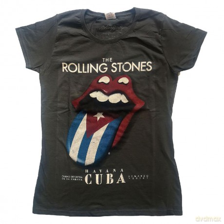 Rolling Stones - The: The Rolling Stones Ladies T-Shirt: Havana Cuba (Charcoal Grey) (X-Large)