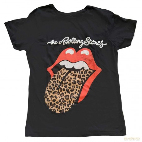 Rolling Stones - The: The Rolling Stones Ladies T-Shirt: Leopard Print Tongue (Black) (20)