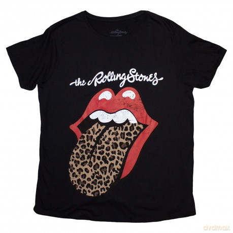Rolling Stones - The: The Rolling Stones Ladies T-Shirt: Leopard Print Tongue (Black) (8)