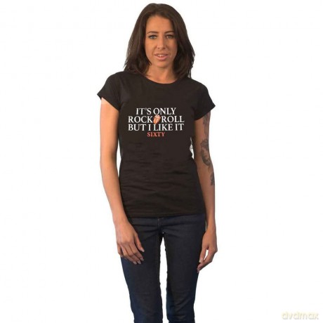 Rolling Stones - The: The Rolling Stones Ladies T-Shirt: Sixty It's only R&R but I like it (Black) (Foiled) (XXXX-Large)