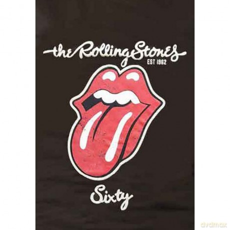 Rolling Stones - The: The Rolling Stones Ladies T-Shirt: Sixty Plastered Tongue (Black) (Suede Flock Print) (Medium)