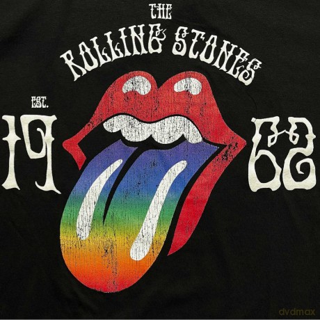 Rolling Stones - The: The Rolling Stones Ladies T-Shirt: Sixty Rainbow Tongue '62 (Black) (Puff Print) (XXXX-Large)