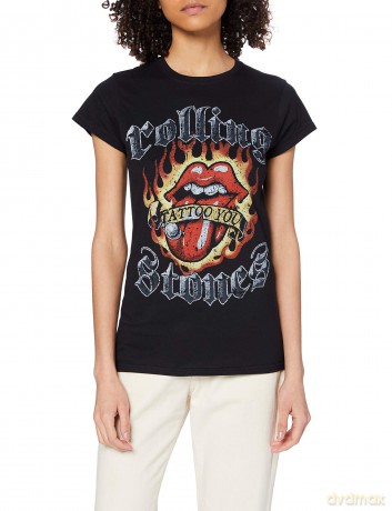Rolling Stones: The Ladies Tee: Flaming Tattoo Tongue (Medium)