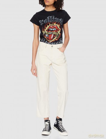 Rolling Stones: The Ladies Tee: Flaming Tattoo Tongue (Medium)