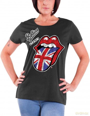 Rolling Stones: The Ladies Tee: Vintage British Tongue (Large)