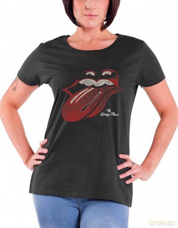 Rolling Stones - The: The Rolling Stones Ladies Tee: Vintage Tongue Logo (Small)