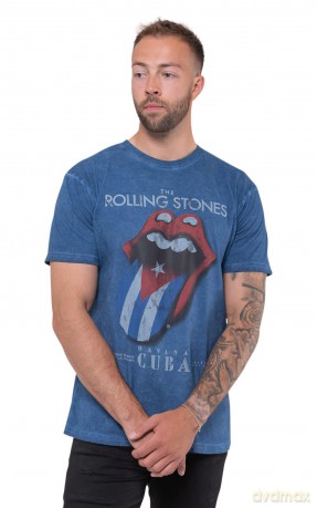 Rolling Stones - The: The Rolling Stones Men's Fashion Tee: Havana Cuba with Snow Wash Finishing (Small)