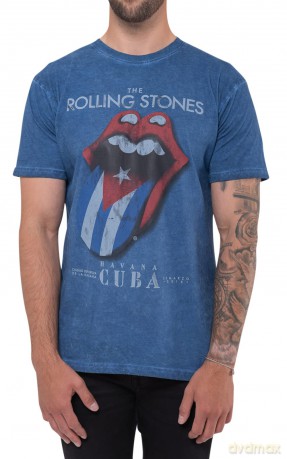 Rolling Stones - The: The Rolling Stones Men's Fashion Tee: Havana Cuba with Snow Wash Finishing (Small)