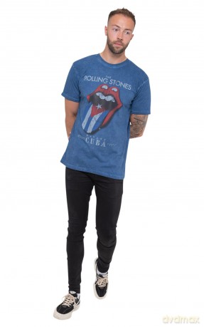 Rolling Stones - The: The Rolling Stones Men's Fashion Tee: Havana Cuba with Snow Wash Finishing (Small)