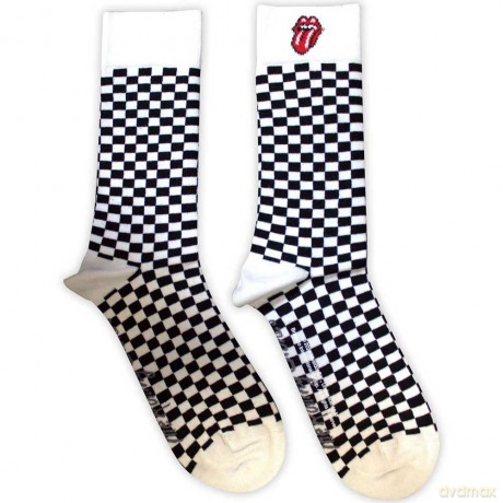 Rolling Stones - The: The Rolling Stones Unisex Ankle Socks: Check (White) (UK Size 7 - 11)