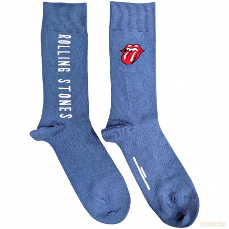 Rolling Stones - The: The Rolling Stones Unisex Ankle Socks: Vertical Tongue (Tie-Dye Effect Blue) (UK Size 7 - 11)
