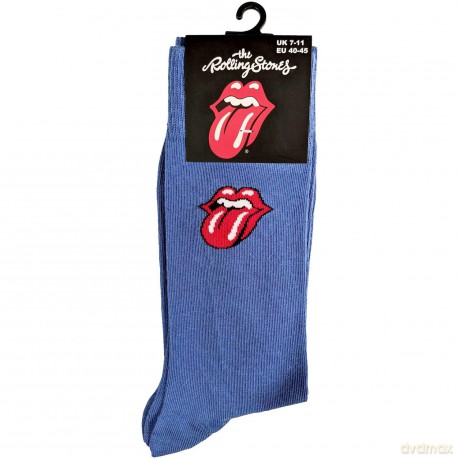 Rolling Stones - The: The Rolling Stones Unisex Ankle Socks: Vertical Tongue (Tie-Dye Effect Blue) (UK Size 7 - 11)