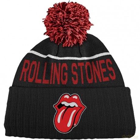 Rolling Stones - The: The Rolling Stones Unisex Bobble Beanie Hat: Classic Tongue (Black)