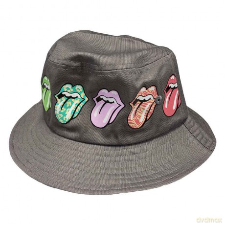 Rolling Stones - The: The Rolling Stones Unisex Bucket Hat: Multi-Tongue Pattern (Grey) (Small/Medium)