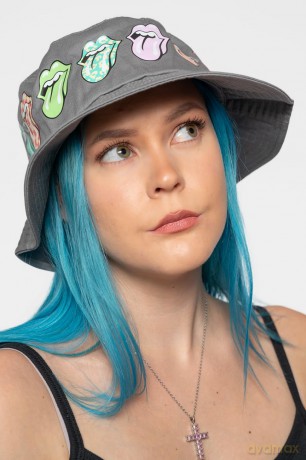 Rolling Stones - The: The Rolling Stones Unisex Bucket Hat: Multi-Tongue Pattern (Grey) (Small/Medium)