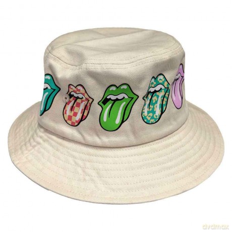 Rolling Stones - The: The Rolling Stones Unisex Bucket Hat: Multi-Tongue Pattern (Natural) (Large/X-Large)