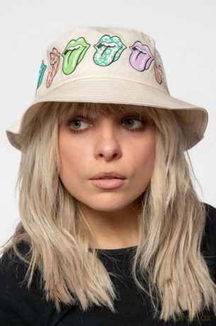 Rolling Stones - The: The Rolling Stones Unisex Bucket Hat: Multi-Tongue Pattern (Natural) (Large/X-Large)