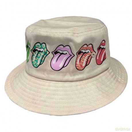 Rolling Stones - The: The Rolling Stones Unisex Bucket Hat: Multi-Tongue Pattern (Natural) (Small/Medium)