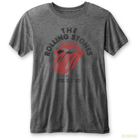 Rolling Stones - The: The Rolling Stones Unisex Burnout T-Shirt: New York City 75 (Charcoal Grey) (X-Large)