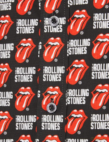 Rolling Stones - The: The Rolling Stones Unisex Casual Shirt: Tongue and Text (Black) (All Over Print) (Medium)