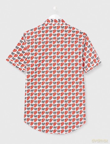 Rolling Stones - The: The Rolling Stones Unisex Casual Shirt: Tongue and Text (White) (All Over Print) (Large)