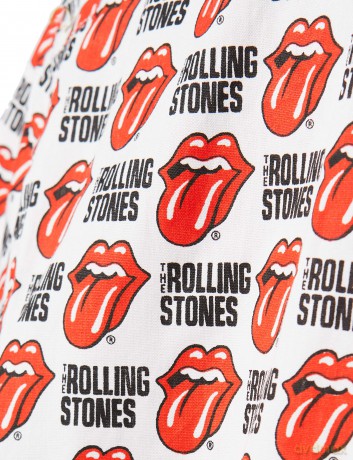 Rolling Stones - The: The Rolling Stones Unisex Casual Shirt: Tongue and Text (White) (All Over Print) (Large)