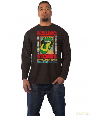 Rolling Stones - The: The Rolling Stones Unisex Long Sleeve T-Shirt: Copacabana Beach (Black) (Medium)