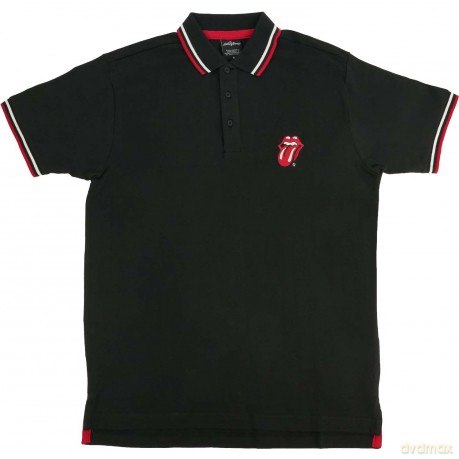 Rolling Stones - The: The Rolling Stones Unisex Polo Shirt: Classic Tongue (Black) (Small)