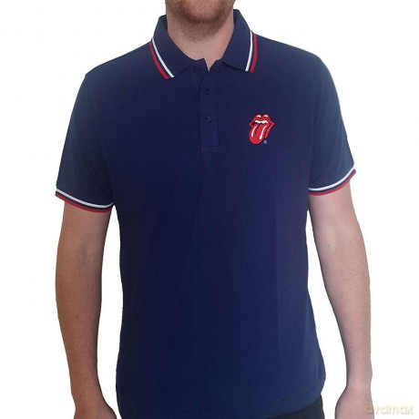 Rolling Stones: The Unisex Polo Shirt: Classic Tongue (Navy Blue) (X-Large)