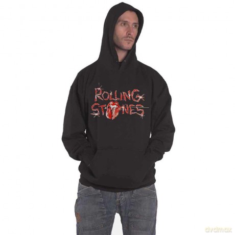 Rolling Stones - The: The Rolling Stones Unisex Pullover Hoodie: Hackney Diamonds Glass Logo (Black) (Back Print) (Medium)