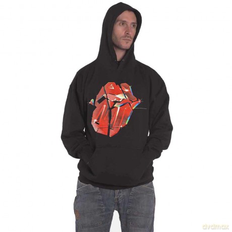 Rolling Stones - The: The Rolling Stones Unisex Pullover Hoodie: Hackney Diamonds Lick (Black) (Medium)