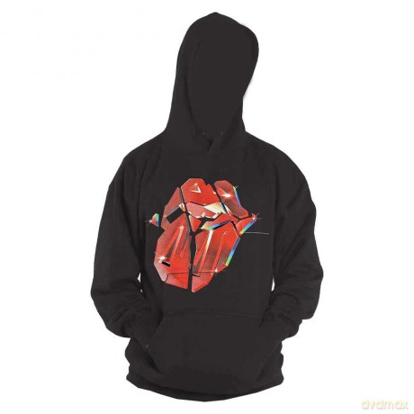 Rolling Stones - The: The Rolling Stones Unisex Pullover Hoodie: Hackney Diamonds Lick (Black) (XX-Large)