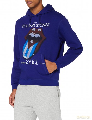 Rolling Stones - The: The Rolling Stones Unisex Pullover Hoodie: Havana Cuba (Blue) (Small)