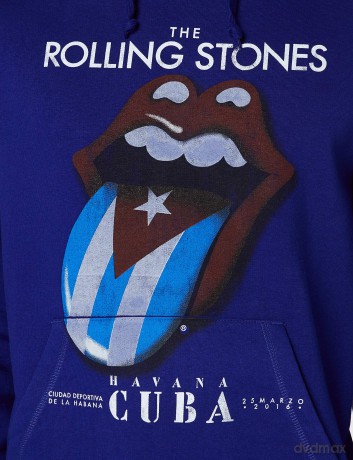 Rolling Stones - The: The Rolling Stones Unisex Pullover Hoodie: Havana Cuba (Blue) (Small)