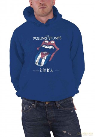 Rolling Stones - The: The Rolling Stones Unisex Pullover Hoodie: Havana Cuba (Navy Blue) (Small)